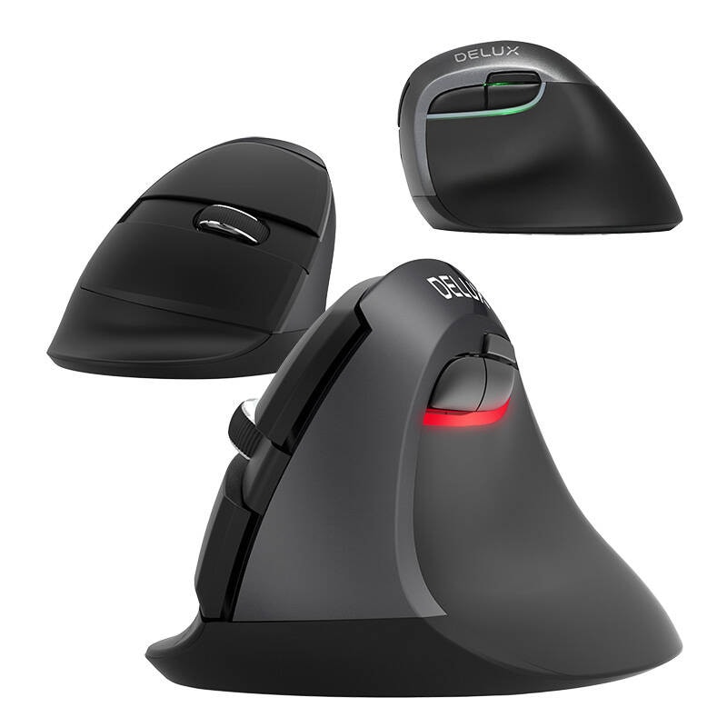 Trådløs vertikal mus Delux M618Mini DB BT+2.4G 2400DPI (svart)