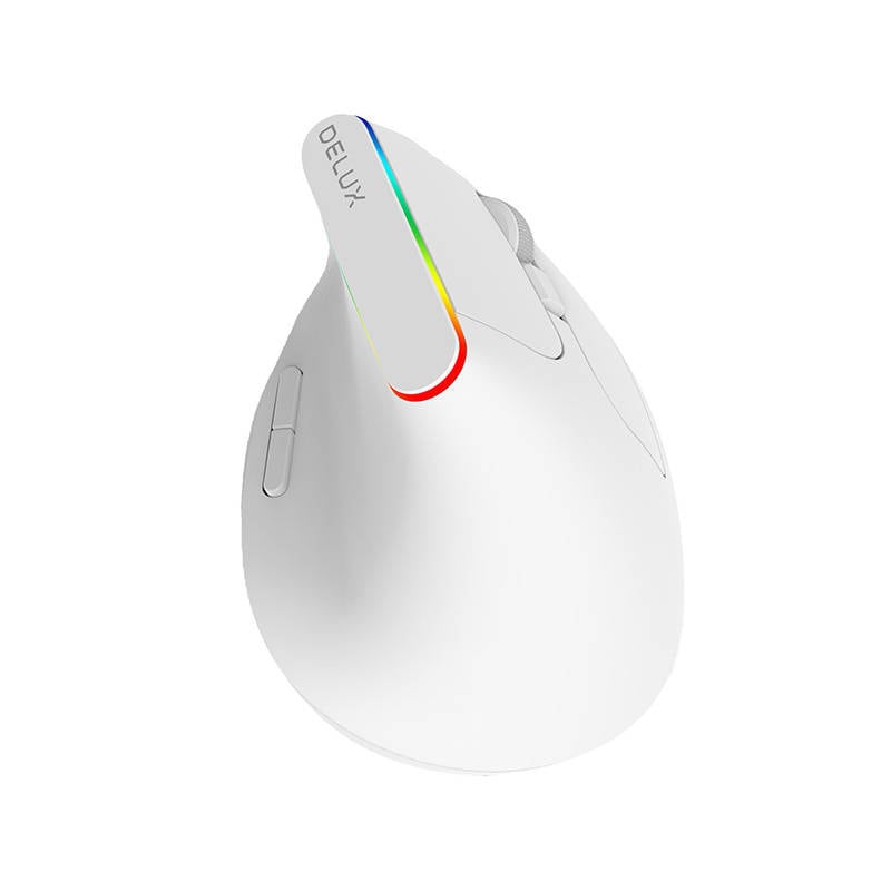 Trådløs vertikal mus Delux M618C 2.4G 1600DPI RGB (hvit)
