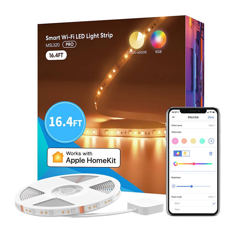 Smart WiFI LED-stripe med RGBWW Meross MSL320 (5 meter) HomeKit