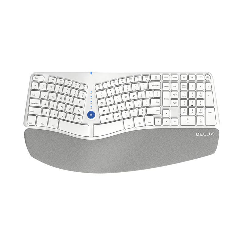 Delux GM901D BT+2.4G Ergonomisk trådløst tastatur (hvitt) (QWERTY)