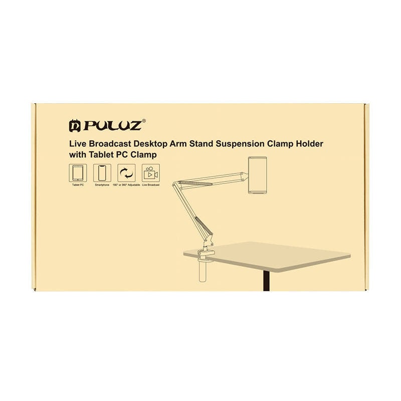 Skrivebordsstativ Puluz med holder for telefon/nettbrett (svart)