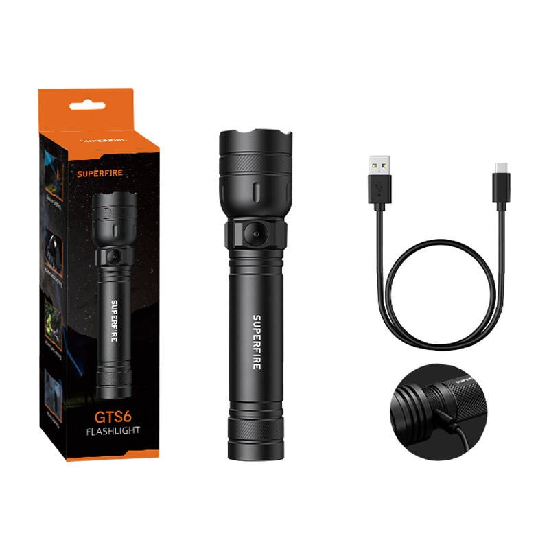 Superfire GTS6 lommelykt, 360 lm, USB-C, 7 W, 5 moduser, 150 m