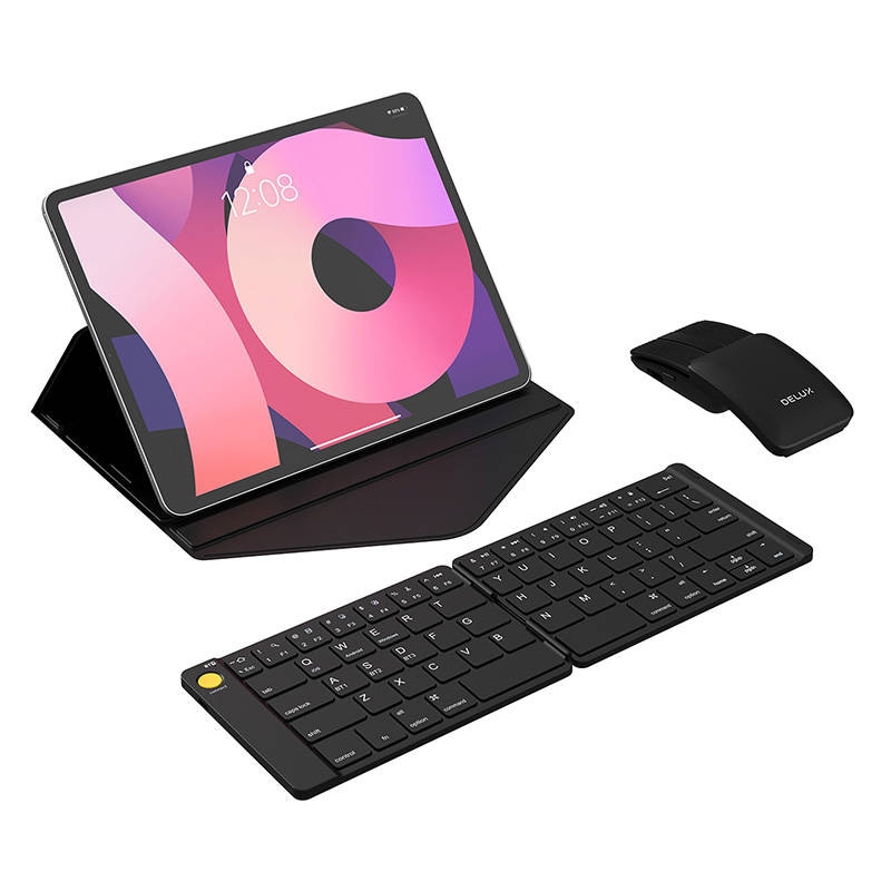 Delux KF10 sammenleggbart trådløst tastatur og MF10PR (QWERTY) musesett