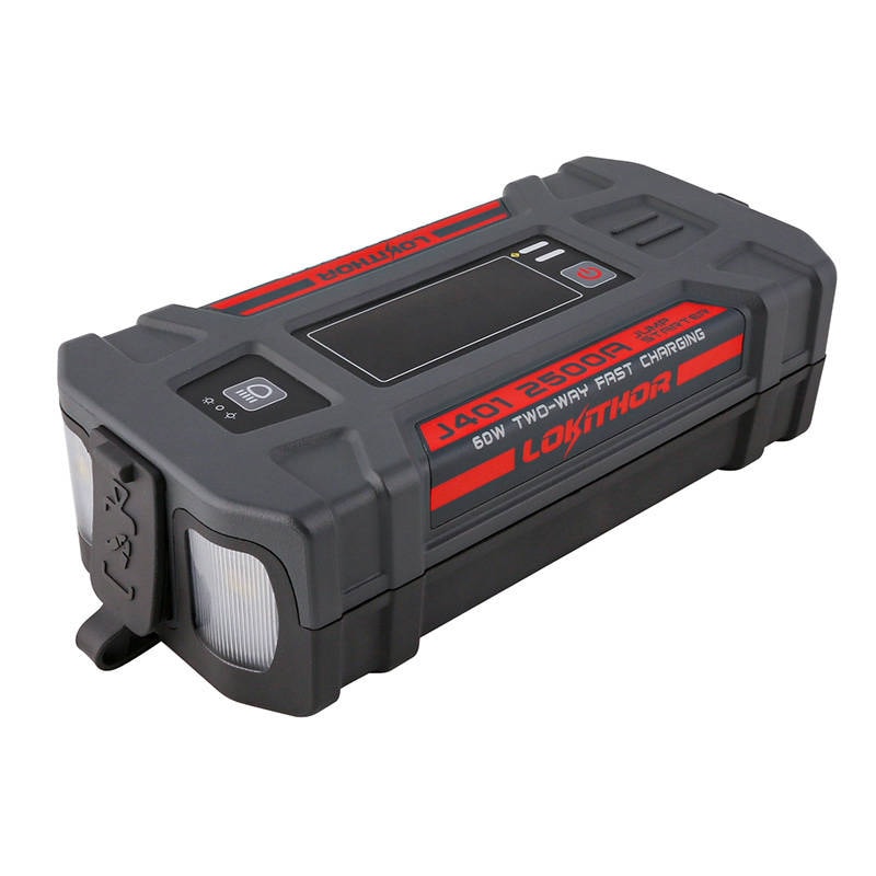 Lokithor J401 Jump Starter / Booster 2500A + Powerbank 20000mAh + lommelykt 4-i-1-enhet