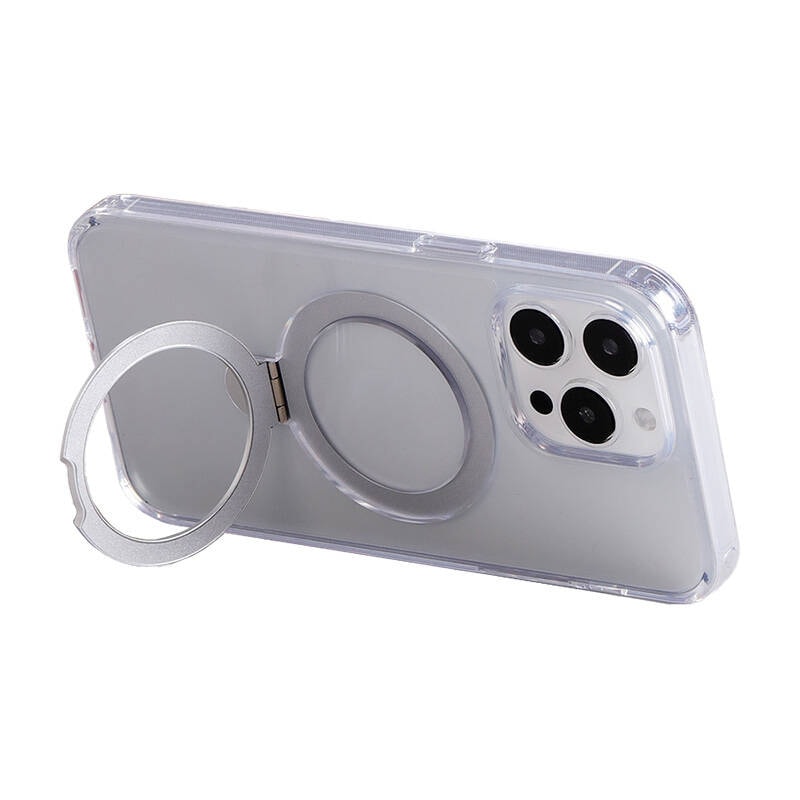 Magnetisk beskyttende telefonveske med holder Joyroom JR-BP004 for iPhone 15 Pro (gjennomsiktig)