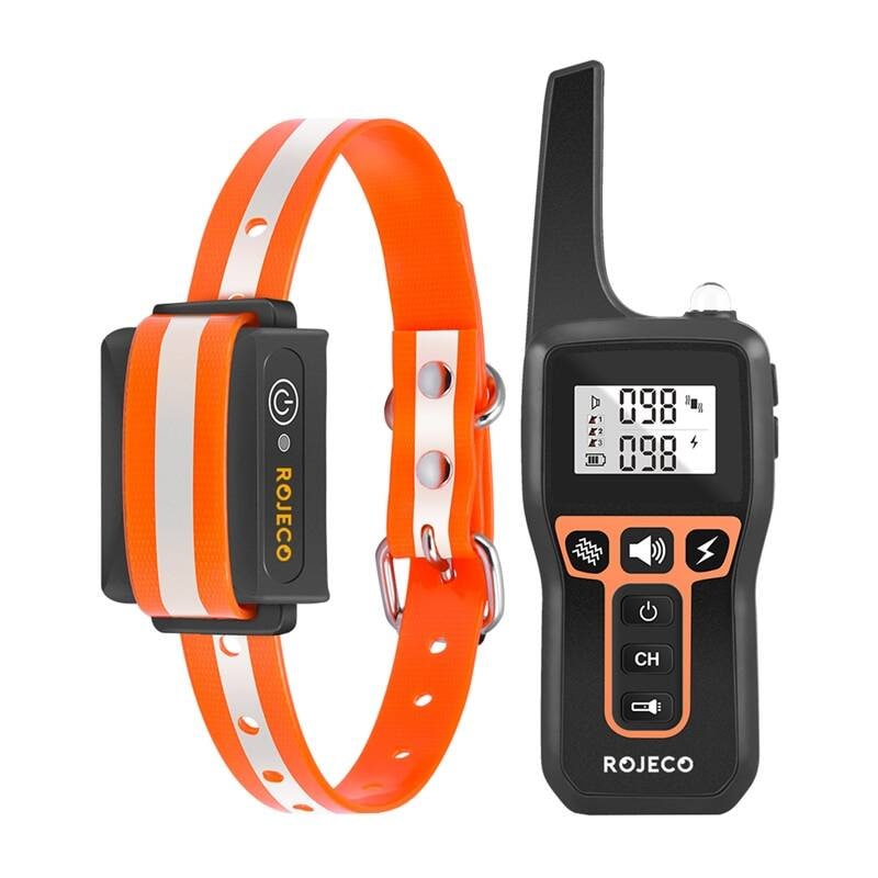 Rojeco 1000 m elektrisk bjeffehalsbånd PD529 (oransje)