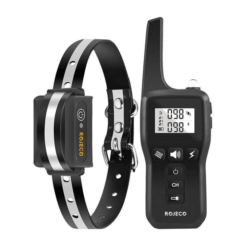 Rojeco 1000 m elektrisk bjeffehalsbånd PD529 (svart)