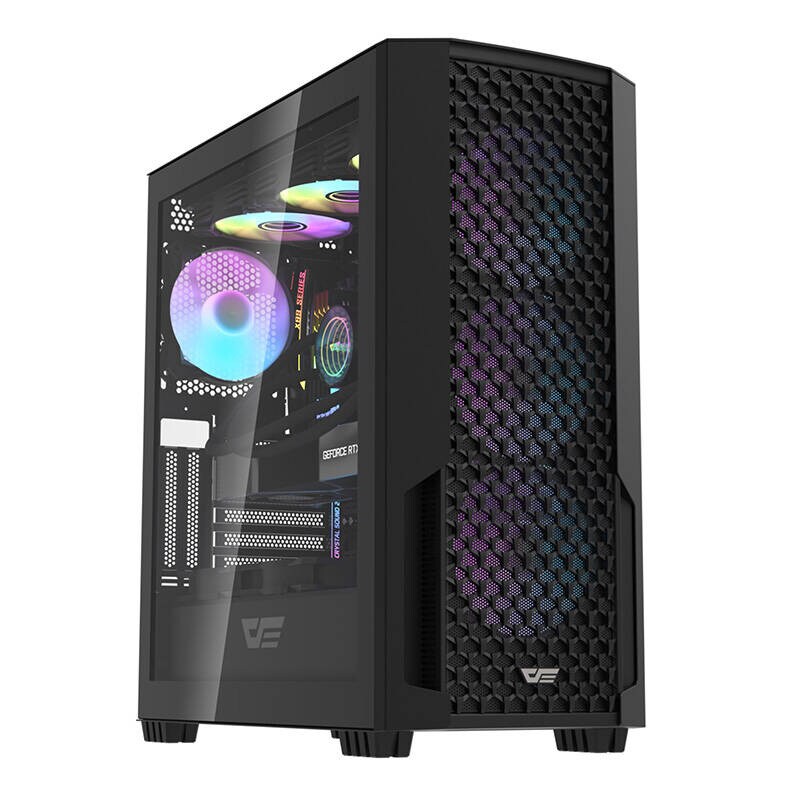 Datakoffert Darkflash DF2100 + 4 ARGB-vifter (svart)