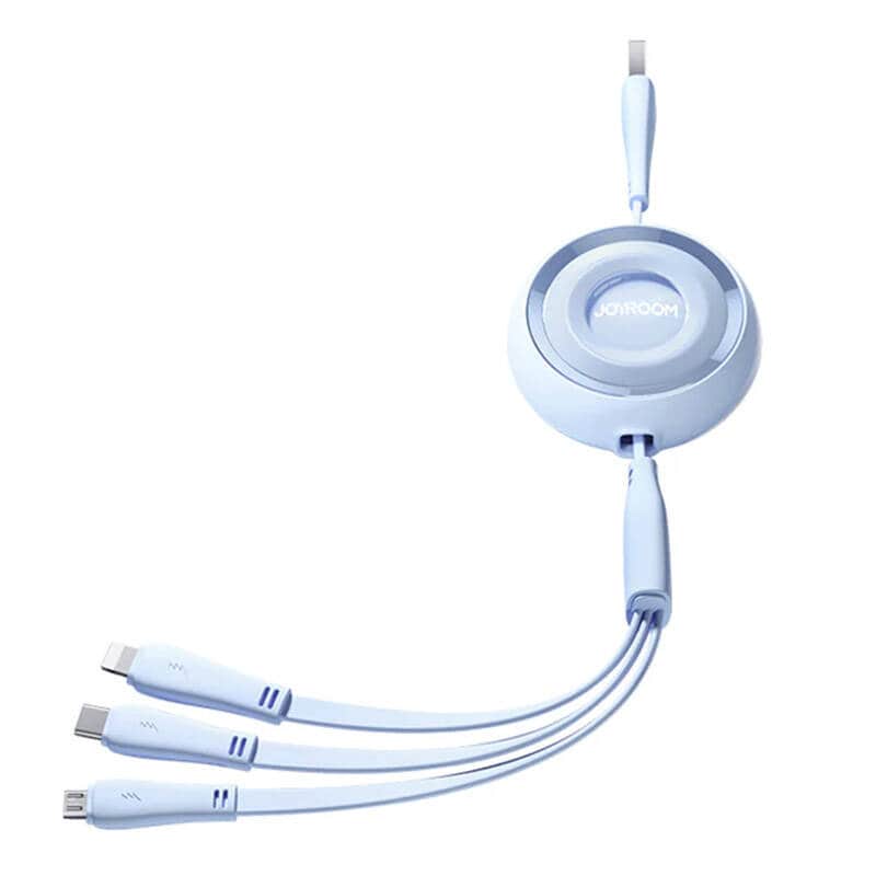 3in1 Joyroom Fargerik USB til USB-C/Lightning/Micro USB-kabel 3,5A, 1 m (blå)