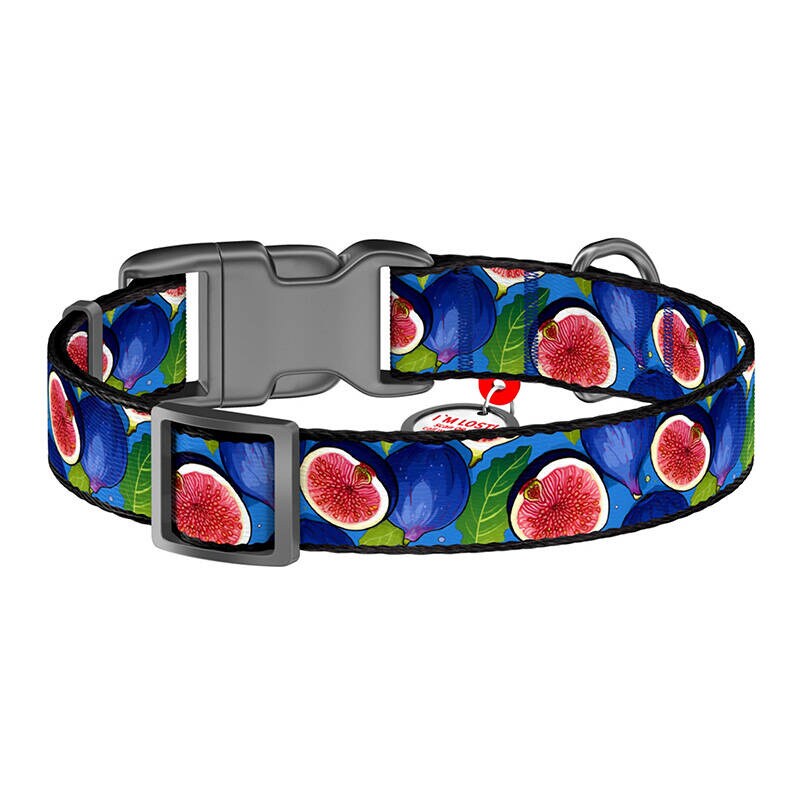 Waudog "Fig" hundehalsbånd i nylon med QR-kode, størrelse XL