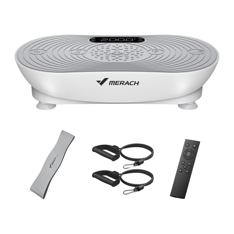 MERACH MR-2533W1-EU vibrasjonsplate / treningsplate med 99 nivåer og 5 programmer – Hvit