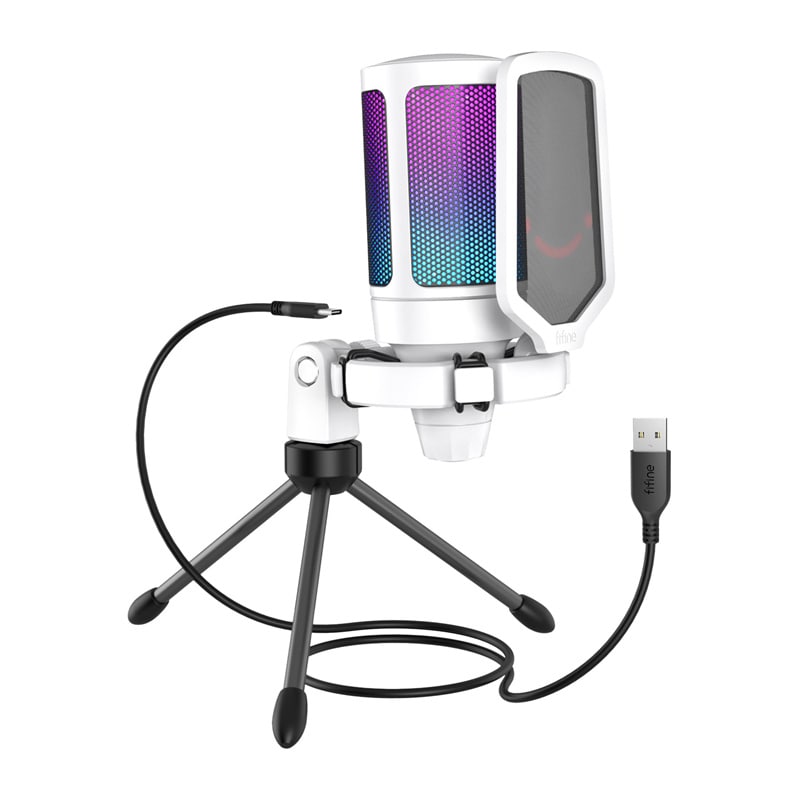 Fifine A6VW kondensatormikrofon for gaming (hvit)
