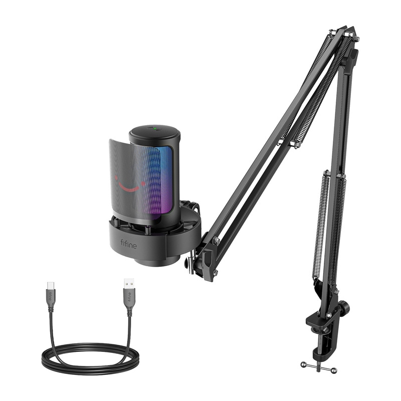 Fifine A8T kondensatormikrofon med håndtak (svart)