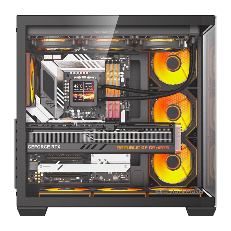 DarkFlash C280 PC-kabinett (svart) + 7 vifter
