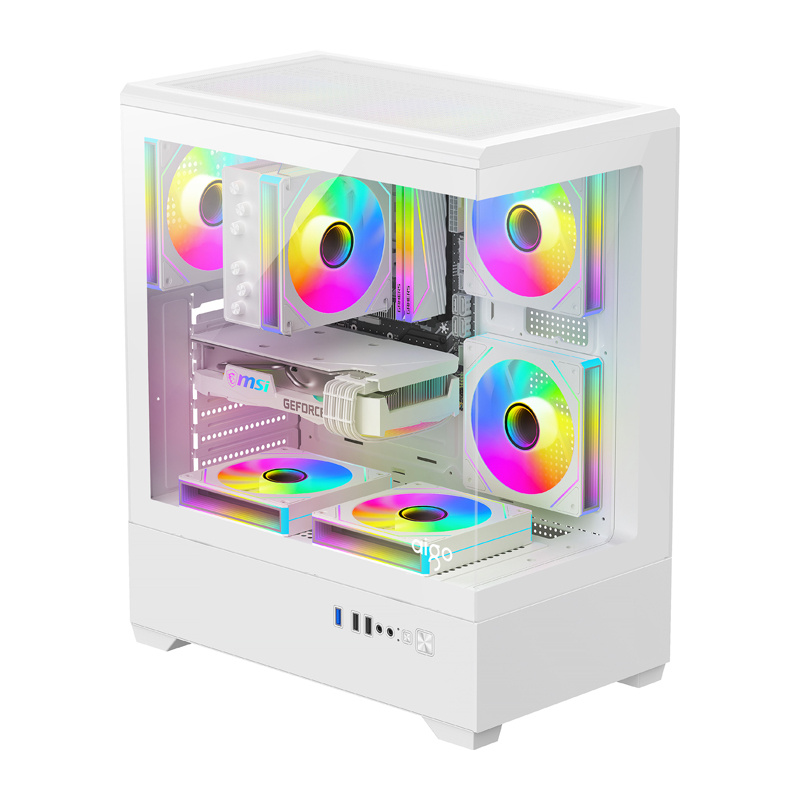 DarkFlash C365 PC-kabinett (hvit) + 5 vifter