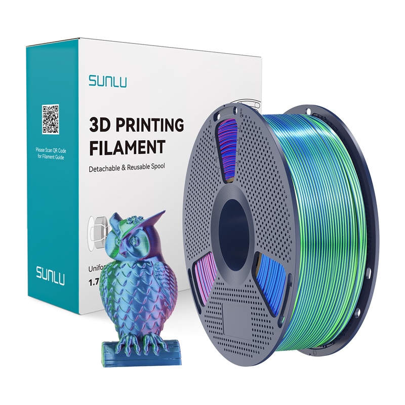 Sunlu PLA+ Silk Tri-Color Filament (blå-grønn-lilla)