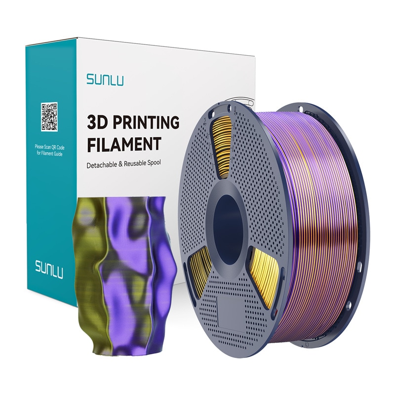 Sunlu PLA+ Silk Tri-Color Filament (svart, gull og lilla)