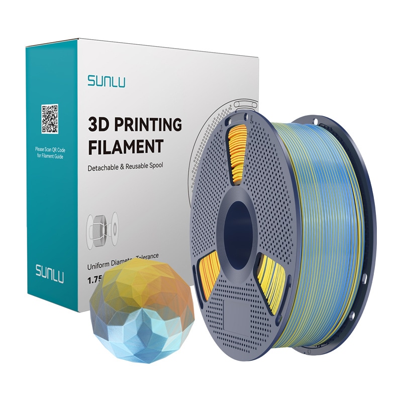 Sunlu PLA+ Silk Forth-Color Filament (blå-lilla-oransje-gul)