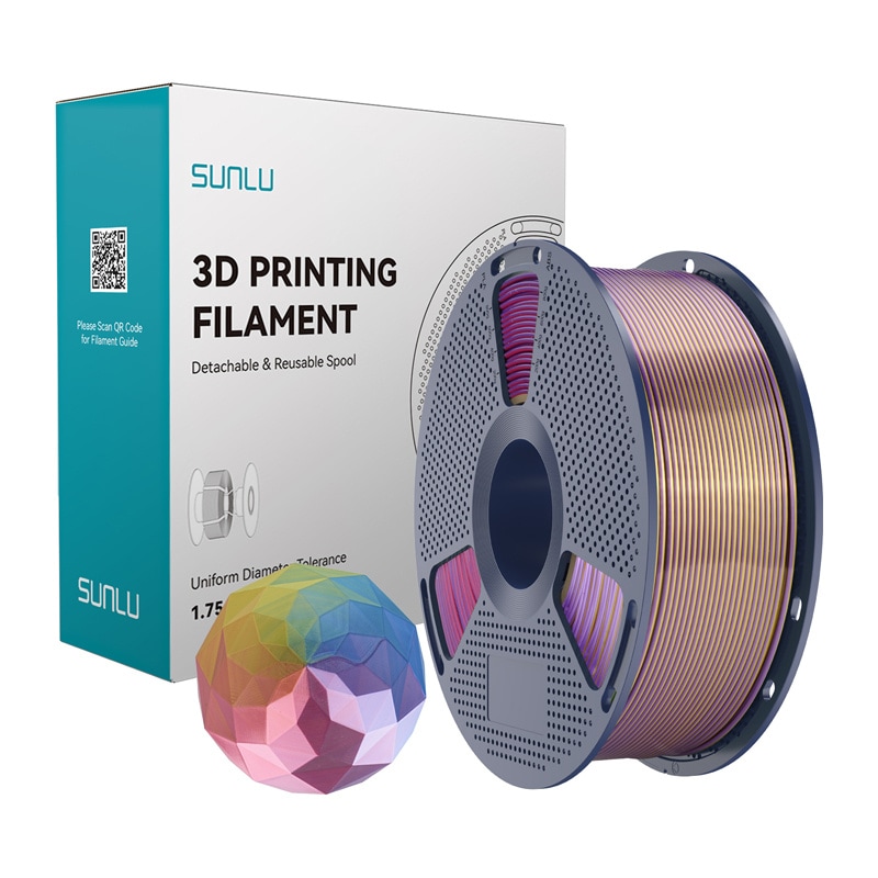 Sunlu PLA+ Silk Forth-Color Filament (blå-lilla-rød-gull)