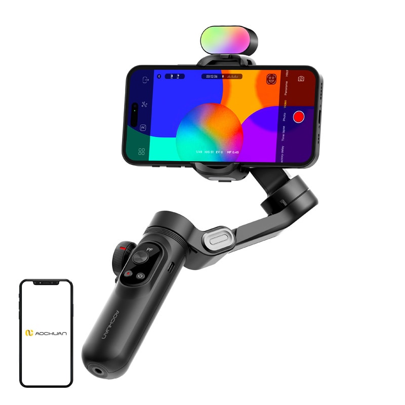 AOCHUAN X Pro Gimbal med RGB-belysning (svart)