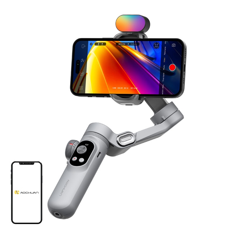 AOCHUAN X Pro Gimbal med RGB-belysning (grå)