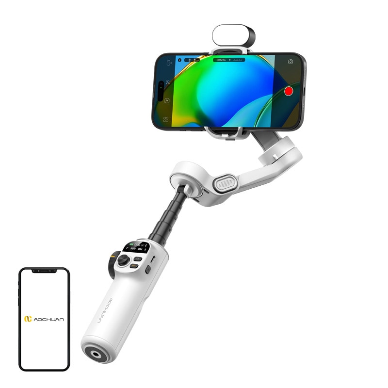 AOCHUAN X2 Gimbal med RGB-belysning (hvit)
