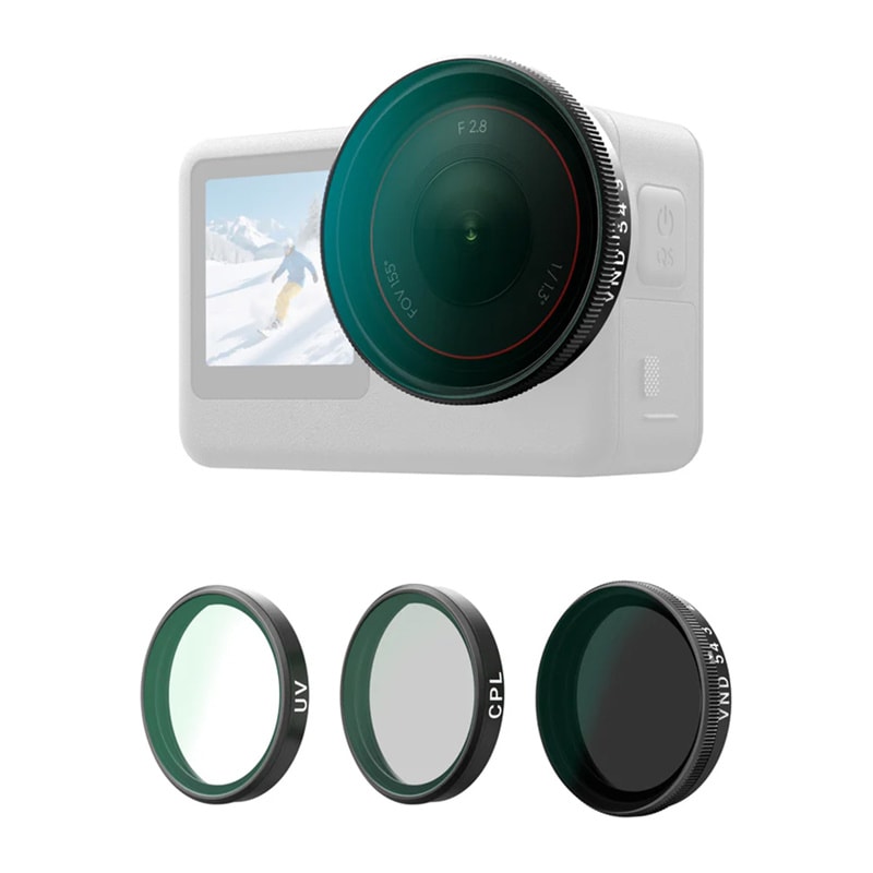 Telesin CPL/VND8/UV-filtersett for DJI Osmo Action 6 (3 stk.).