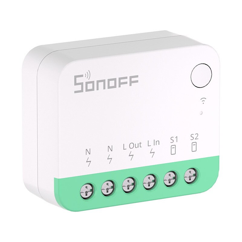 Sonoff MINIR4M Matter-kompatibel smart WiFi-minibryter (HomeKit, SmartThings, Home Assistant).