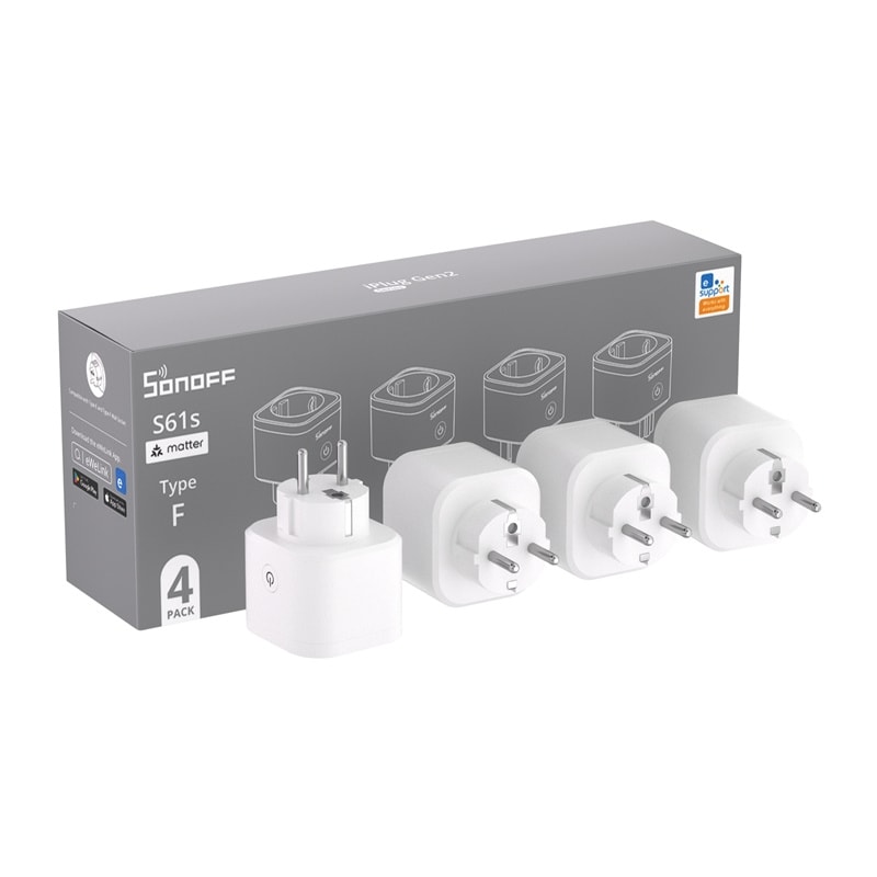 Sonoff S61s Matter-stikkontakt via Wi-Fi, 4-pakning