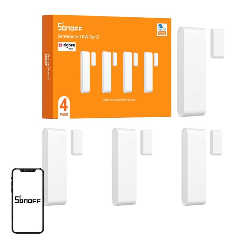 Sonoff SNZB-04PR2 vindus- og dørsensor, 4-pakning