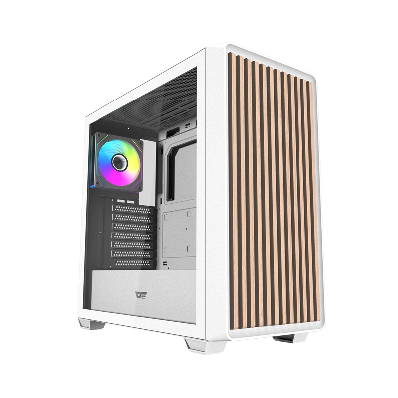 Darkflash DS900WD ATX-datamaskinkabinett (hvit) + 4 vifter
