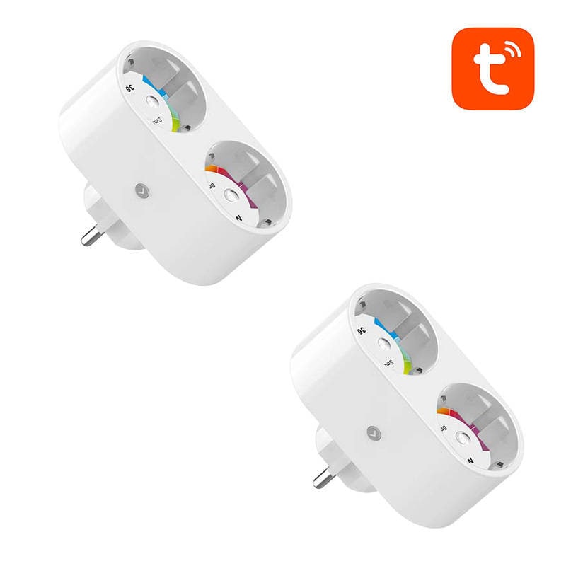 Gosund SP211 smart stikkontakt med to uttak og Wi-Fi (2-pakning) 3500 W Tuya