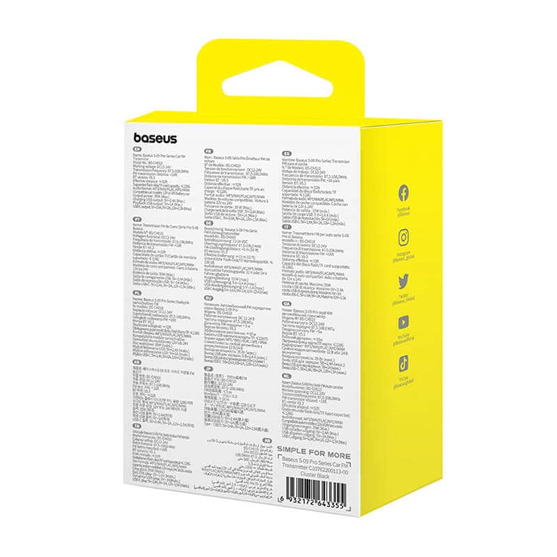 FM-sender Baseus S-09 Pro, Bluetooth (svart)