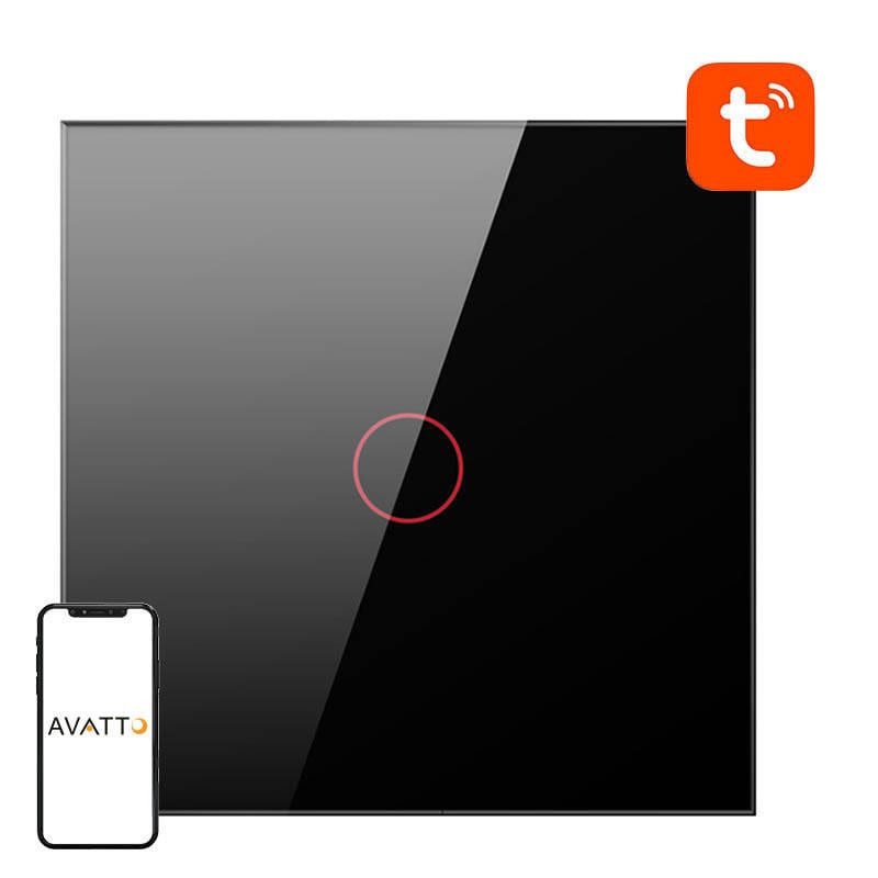 Smart lysbryter med Wi-Fi Avatto TS02-EU-B1 1-veis TUYA (svart)