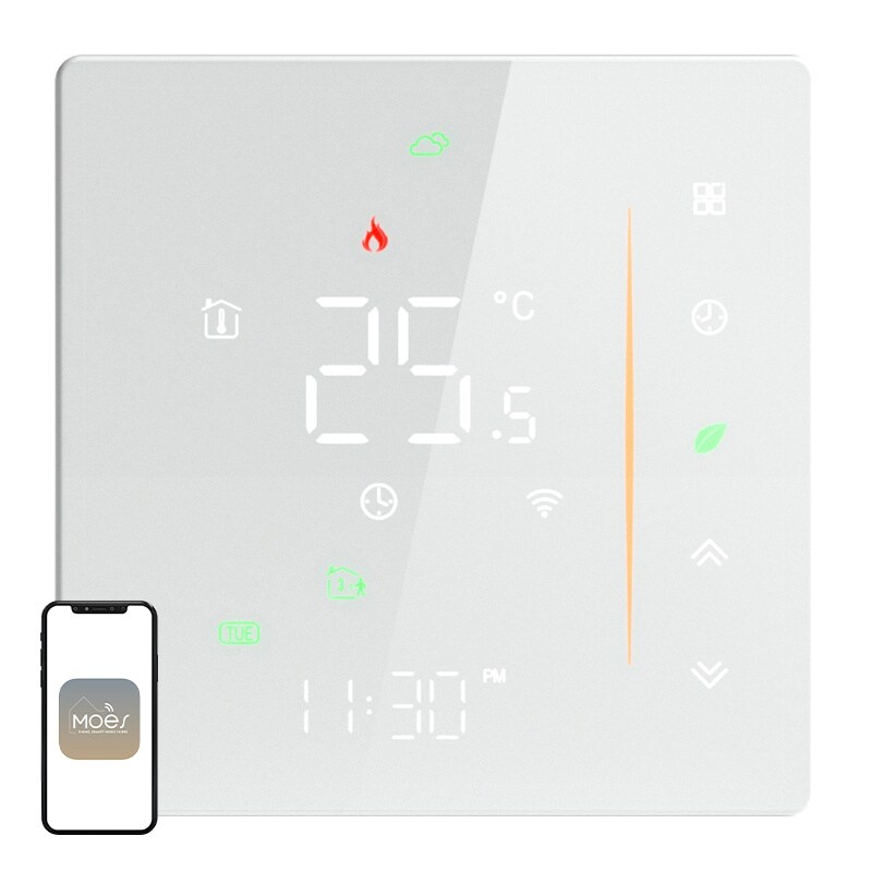 MOES WHT-006-GB-WH Wi-Fi-termostat for elektrisk oppvarming (hvit)