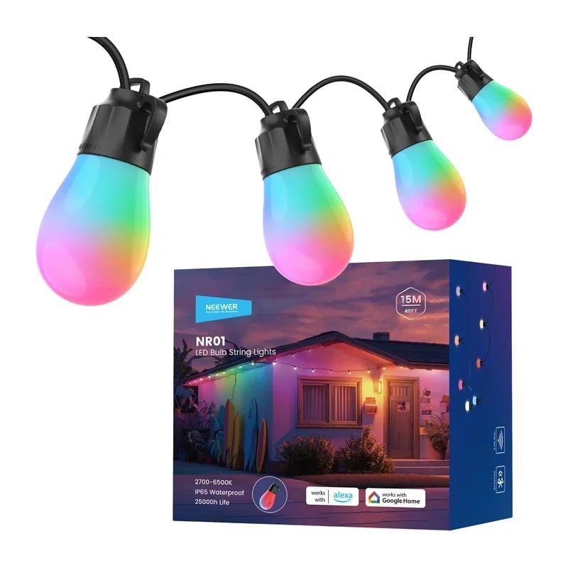 Utendørs lyskjede NEEWER RGB varmhvit