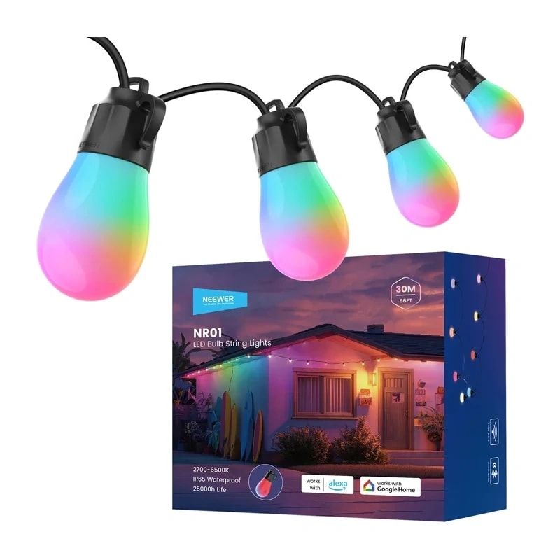 Utendørs lyskjede NEEWER RGB varmhvit