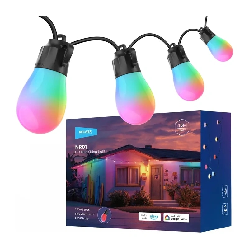 Utendørs lyskjede NEEWER RGB varmhvit